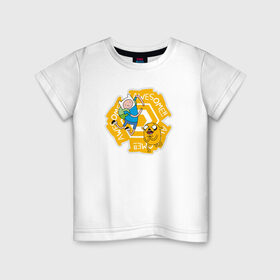 Детская футболка хлопок с принтом Awesome Adventure Time в Санкт-Петербурге, 100% хлопок | круглый вырез горловины, полуприлегающий силуэт, длина до линии бедер | adventure time | awesome | dsgnosadchaya | vdosadir | время приключений | джейк | пендлтон уорд | финн