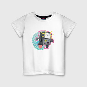 Детская футболка хлопок с принтом БиМО в Санкт-Петербурге, 100% хлопок | круглый вырез горловины, полуприлегающий силуэт, длина до линии бедер | adventure time | awesome | dsgnosadchaya | vdosadir | бимо | время приключений | джейк | пендлтон уорд | финн