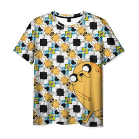 Мужская футболка 3D с принтом Jake Adventure Time в Санкт-Петербурге, 100% полиэфир | прямой крой, круглый вырез горловины, длина до линии бедер | adventure time | dsgnosadchaya | vdosadir | время приключений | джейк | пендлтон уорд | финн