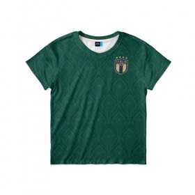 Детская футболка 3D с принтом Italy home EURO 2020 в Санкт-Петербурге, 100% гипоаллергенный полиэфир | прямой крой, круглый вырез горловины, длина до линии бедер, чуть спущенное плечо, ткань немного тянется | championship | euro | insigne | italy | uefa | евро | инсинье | уефа | чемпиона европы