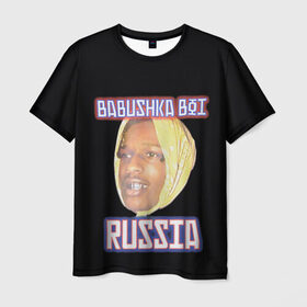 Мужская футболка 3D с принтом A$AP Rocky x SVMOSCOW Babushka в Санкт-Петербурге, 100% полиэфир | прямой крой, круглый вырез горловины, длина до линии бедер | asap | babushka boi | rocky | svmoscow