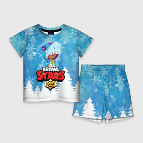 Детский костюм с шортами 3D с принтом Зимний Brawl Stars Leon Shark в Санкт-Петербурге,  |  | Тематика изображения на принте: 2020 | brawl | brawl stars | christmas | leon | new year | stars | бравл старс | брол старс | зима | игра | леон | новогодний | новый год | рождество | снег | снежинки