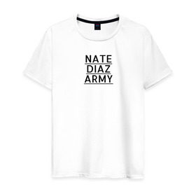 Мужская футболка хлопок с принтом NATE DIAZ ARMY в Санкт-Петербурге, 100% хлопок | прямой крой, круглый вырез горловины, длина до линии бедер, слегка спущенное плечо. | нейт диаз nate diaz army стиль
спорт стоктон