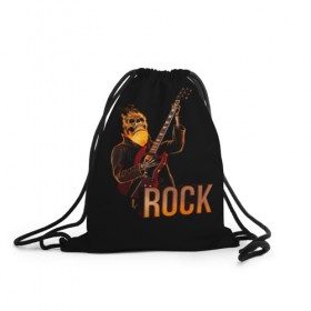 Рюкзак-мешок 3D с принтом rock в Санкт-Петербурге, 100% полиэстер | плотность ткани — 200 г/м2, размер — 35 х 45 см; лямки — толстые шнурки, застежка на шнуровке, без карманов и подкладки | rock | skull | гитара | огонь | рок | скелет | череп