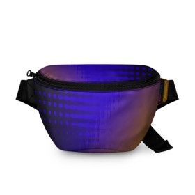 Поясная сумка 3D с принтом Градиент PRO в Санкт-Петербурге, 100% полиэстер | плотная ткань, ремень с регулируемой длиной, внутри несколько карманов для мелочей, основное отделение и карман с обратной стороны сумки застегиваются на молнию | волна | волны | градиент | синий | фиолетовый