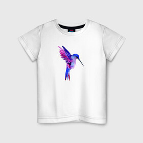 Детская футболка хлопок с принтом Колибри в Санкт-Петербурге, 100% хлопок | круглый вырез горловины, полуприлегающий силуэт, длина до линии бедер | Тематика изображения на принте: акварель | колибри | птица | рисунок