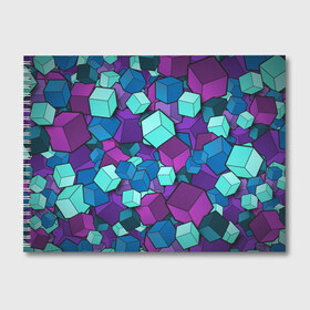 Альбом для рисования с принтом Кубы в Санкт-Петербурге, 100% бумага
 | матовая бумага, плотность 200 мг. | Тематика изображения на принте: абстрактно | абстрактные | абстрактный | абстрактным | абстракция | кубики | кубические | кубический | кубическое | кубы | неон | неонка | неоновые | разноцветные | светящиеся | цветное | цветные