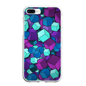 Чехол для iPhone 7Plus/8 Plus матовый с принтом Кубы в Санкт-Петербурге, Силикон | Область печати: задняя сторона чехла, без боковых панелей | абстрактно | абстрактные | абстрактный | абстрактным | абстракция | кубики | кубические | кубический | кубическое | кубы | неон | неонка | неоновые | разноцветные | светящиеся | цветное | цветные