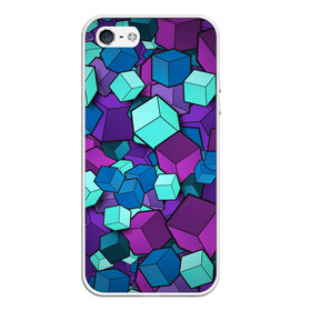 Чехол для iPhone 5/5S матовый с принтом Кубы в Санкт-Петербурге, Силикон | Область печати: задняя сторона чехла, без боковых панелей | абстрактно | абстрактные | абстрактный | абстрактным | абстракция | кубики | кубические | кубический | кубическое | кубы | неон | неонка | неоновые | разноцветные | светящиеся | цветное | цветные