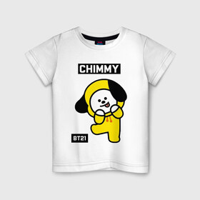 Детская футболка хлопок с принтом CHIMMY BT21 в Санкт-Петербурге, 100% хлопок | круглый вырез горловины, полуприлегающий силуэт, длина до линии бедер | bt21 | bts | chimmy | cooky | koya | love yourself. | mang | rj | shooky | tata | бт21 | бтс