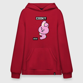 Худи SuperOversize хлопок с принтом COOKY BT21 в Санкт-Петербурге, 70% хлопок, 30% полиэстер, мягкий начес внутри | карман-кенгуру, эластичная резинка на манжетах и по нижней кромке, двухслойный капюшон
 | bt21 | bts | chimmy | cooky | koya | love yourself. | mang | rj | shooky | tata | бт21 | бтс