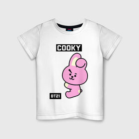 Детская футболка хлопок с принтом COOKY BT21 в Санкт-Петербурге, 100% хлопок | круглый вырез горловины, полуприлегающий силуэт, длина до линии бедер | bt21 | bts | chimmy | cooky | koya | love yourself. | mang | rj | shooky | tata | бт21 | бтс