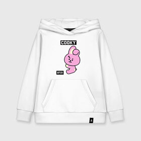 Детская толстовка хлопок с принтом COOKY BT21 в Санкт-Петербурге, 100% хлопок | Круглый горловой вырез, эластичные манжеты, пояс, капюшен | Тематика изображения на принте: bt21 | bts | chimmy | cooky | koya | love yourself. | mang | rj | shooky | tata | бт21 | бтс