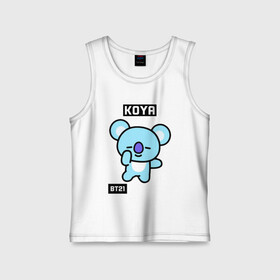 Детская майка хлопок с принтом KOYA BT21 в Санкт-Петербурге,  |  | bt21 | bts | chimmy | cooky | koya | love yourself. | mang | rj | shooky | tata | бт21 | бтс