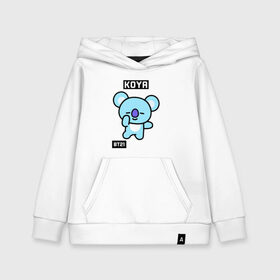 Детская толстовка хлопок с принтом KOYA BT21 в Санкт-Петербурге, 100% хлопок | Круглый горловой вырез, эластичные манжеты, пояс, капюшен | Тематика изображения на принте: bt21 | bts | chimmy | cooky | koya | love yourself. | mang | rj | shooky | tata | бт21 | бтс