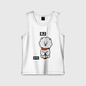 Детская майка хлопок с принтом RJ BT21 в Санкт-Петербурге,  |  | bt21 | bts | chimmy | cooky | koya | love yourself. | mang | rj | shooky | tata | бт21 | бтс