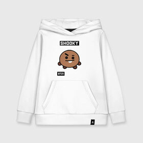 Детская толстовка хлопок с принтом SHOOKY BT21 в Санкт-Петербурге, 100% хлопок | Круглый горловой вырез, эластичные манжеты, пояс, капюшен | Тематика изображения на принте: bt21 | bts | chimmy | cooky | koya | love yourself. | mang | rj | shooky | tata | бт21 | бтс