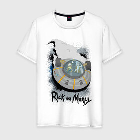 Мужская футболка хлопок с принтом Rick & Morty Ship в Санкт-Петербурге, 100% хлопок | прямой крой, круглый вырез горловины, длина до линии бедер, слегка спущенное плечо. | rickmortyship2 | ship | vdpartat