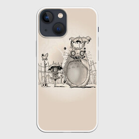Чехол для iPhone 13 mini с принтом My Neighbor Totoro забор в Санкт-Петербурге,  |  | anime | hayao miyazaki | japanese | meme | miyazaki | piano | studio ghibli | tokyo | totoro | гибли | котобус | мой | мэй | сацуки | сосед | сусуватари | тонари | тоторо | хаяо миядзаки