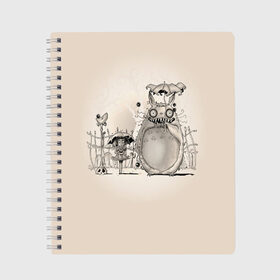 Тетрадь с принтом My Neighbor Totoro в Санкт-Петербурге, 100% бумага | 48 листов, плотность листов — 60 г/м2, плотность картонной обложки — 250 г/м2. Листы скреплены сбоку удобной пружинной спиралью. Уголки страниц и обложки скругленные. Цвет линий — светло-серый
 | anime | hayao miyazaki | japanese | meme | miyazaki | piano | studio ghibli | tokyo | totoro | гибли | котобус | мой | мэй | сацуки | сосед | сусуватари | тонари | тоторо | хаяо миядзаки