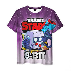 Мужская футболка 3D с принтом BRAWL STARS 8-BIT в Санкт-Петербурге, 100% полиэфир | прямой крой, круглый вырез горловины, длина до линии бедер | 8 bit | 8 бит | brawl stars | brawl stars 8 bit | brawler | бравл старз | бравлер
