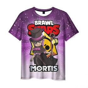 Мужская футболка 3D с принтом BRAWL STARS MORTIS в Санкт-Петербурге, 100% полиэфир | прямой крой, круглый вырез горловины, длина до линии бедер | brawl stars | brawl stars mortis | brawler | mortis | бравл старз | бравлер | мортис
