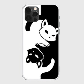 Чехол для iPhone 12 Pro Max с принтом ДВА КОТА КУВЫРКАЮТСЯ в Санкт-Петербурге, Силикон |  | black white | два кота кувыркаются | животные | котики | коты | черно белое