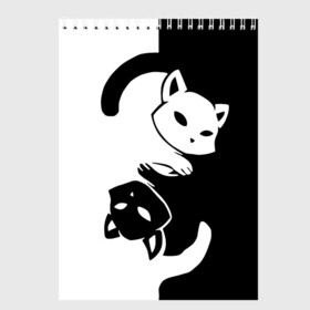Скетчбук с принтом ДВА КОТА КУВЫРКАЮТСЯ в Санкт-Петербурге, 100% бумага
 | 48 листов, плотность листов — 100 г/м2, плотность картонной обложки — 250 г/м2. Листы скреплены сверху удобной пружинной спиралью | Тематика изображения на принте: black white | два кота кувыркаются | животные | котики | коты | черно белое