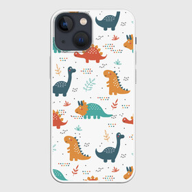 Чехол для iPhone 13 mini с принтом Милые динозавры в Санкт-Петербурге,  |  | dinosaurs | динозавр | динозавры | животные | игрушки | мульт динозавры | мультяшки динозавры | тиранозавр