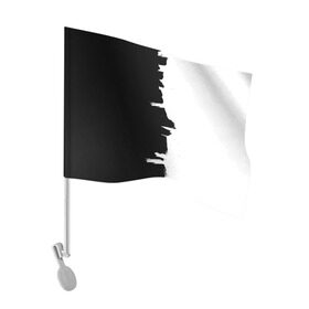 Флаг для автомобиля с принтом Черным по белому в Санкт-Петербурге, 100% полиэстер | Размер: 30*21 см | black | white | белый | инь | чб | черный | янь