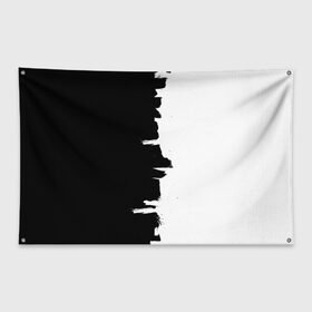 Флаг-баннер с принтом Черным по белому в Санкт-Петербурге, 100% полиэстер | размер 67 х 109 см, плотность ткани — 95 г/м2; по краям флага есть четыре люверса для крепления | black | white | белый | инь | чб | черный | янь