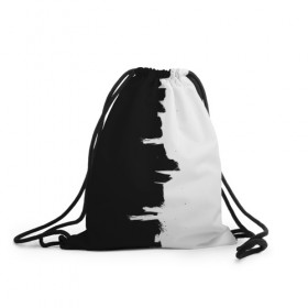 Рюкзак-мешок 3D с принтом Черным по белому в Санкт-Петербурге, 100% полиэстер | плотность ткани — 200 г/м2, размер — 35 х 45 см; лямки — толстые шнурки, застежка на шнуровке, без карманов и подкладки | black | white | белый | инь | чб | черный | янь