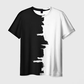 Мужская футболка 3D с принтом Черным по белому в Санкт-Петербурге, 100% полиэфир | прямой крой, круглый вырез горловины, длина до линии бедер | black | white | белый | инь | чб | черный | янь