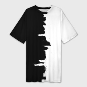 Платье-футболка 3D с принтом Черным по белому в Санкт-Петербурге,  |  | black | white | белый | инь | чб | черный | янь