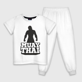 Детская пижама хлопок с принтом Muay Thai в Санкт-Петербурге, 100% хлопок |  брюки и футболка прямого кроя, без карманов, на брюках мягкая резинка на поясе и по низу штанин
 | mma | muay thai | бокс | борьба | дзюдо | единоборства | кикбоксинг | спорт
