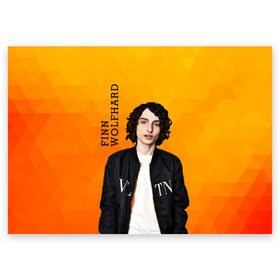 Поздравительная открытка с принтом finn wolfhard в Санкт-Петербурге, 100% бумага | плотность бумаги 280 г/м2, матовая, на обратной стороне линовка и место для марки
 | finn wolfhard | очень странные дела | финн вулфард