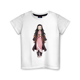 Детская футболка хлопок с принтом Nezuko Kamado в Санкт-Петербурге, 100% хлопок | круглый вырез горловины, полуприлегающий силуэт, длина до линии бедер | Тематика изображения на принте: demon | kamado | nezuko | slayer | камадо | недзуко | незуко | нэдзуко | нэзуко