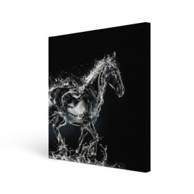 Холст квадратный с принтом Скакун в Санкт-Петербурге, 100% ПВХ |  | black | expression | horse | jumper | water | вода | лошадь | скакун | черный | экспрессия