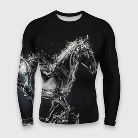 Мужской рашгард 3D с принтом Скакун в Санкт-Петербурге,  |  | black | expression | horse | jumper | water | вода | лошадь | скакун | черный | экспрессия