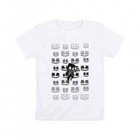 Детская футболка хлопок с принтом FORTNITE X MARSHMELLO в Санкт-Петербурге, 100% хлопок | круглый вырез горловины, полуприлегающий силуэт, длина до линии бедер | Тематика изображения на принте: fortnite | games | marshmello | игры | фортнайт