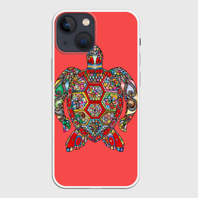 Чехол для iPhone 13 mini с принтом Черепаховый остров в Санкт-Петербурге,  |  | девушки | декор | декоративный | женщины | животные | мода | море | морская жизнь | морская черепаха | морской мир | подводный мир | цветочный | цветы | черепаха