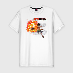 Мужская футболка хлопок Slim с принтом Luffy Red Hawk в Санкт-Петербурге, 92% хлопок, 8% лайкра | приталенный силуэт, круглый вырез ворота, длина до линии бедра, короткий рукав | luffy | onepiece | redhawk