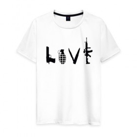 Мужская футболка хлопок с принтом love weapon в Санкт-Петербурге, 100% хлопок | прямой крой, круглый вырез горловины, длина до линии бедер, слегка спущенное плечо. | love weapon оружие любовь