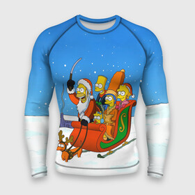 Мужской рашгард 3D с принтом Simpsons New Year в Санкт-Петербурге,  |  | bart | christmas | family | homer | lisa | maggie | marge | new | santa | simpson | simpsons | snow | thesimpsons | xmas | year | барт | гомер | лиза | мардж | мегги | санта | семья | симпсоны