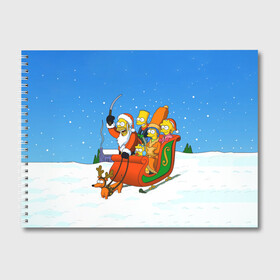 Альбом для рисования с принтом Simpsons New Year в Санкт-Петербурге, 100% бумага
 | матовая бумага, плотность 200 мг. | bart | christmas | family | homer | lisa | maggie | marge | new | santa | simpson | simpsons | snow | thesimpsons | xmas | year | барт | гомер | лиза | мардж | мегги | санта | семья | симпсоны