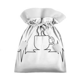 Подарочный 3D мешок с принтом Чашечку кофе? в Санкт-Петербурге, 100% полиэстер | Размер: 29*39 см | бариста | бармен | вкус | кардиограмма | кофе | кофеман | напиток | подача | профессия | хобби | чашка