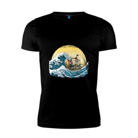 Мужская футболка премиум с принтом Ван-Пис : Большая волна в Санкт-Петербурге, 92% хлопок, 8% лайкра | приталенный силуэт, круглый вырез ворота, длина до линии бедра, короткий рукав | 