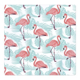 Магнитный плакат 3Х3 с принтом Тропический арт в Санкт-Петербурге, Полимерный материал с магнитным слоем | 9 деталей размером 9*9 см | animal | bird | flamingo | pink | pnik flamingo | животные | птицы | розовый | розовый фламинго | фламинго
