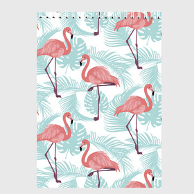 Скетчбук с принтом Тропический арт в Санкт-Петербурге, 100% бумага
 | 48 листов, плотность листов — 100 г/м2, плотность картонной обложки — 250 г/м2. Листы скреплены сверху удобной пружинной спиралью | animal | bird | flamingo | pink | pnik flamingo | животные | птицы | розовый | розовый фламинго | фламинго