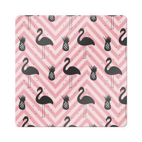 Магнит виниловый Квадрат с принтом Черный фламинго в Санкт-Петербурге, полимерный материал с магнитным слоем | размер 9*9 см, закругленные углы | animal | bird | flamingo | pink | pnik flamingo | животные | птицы | розовый | розовый фламинго | фламинго